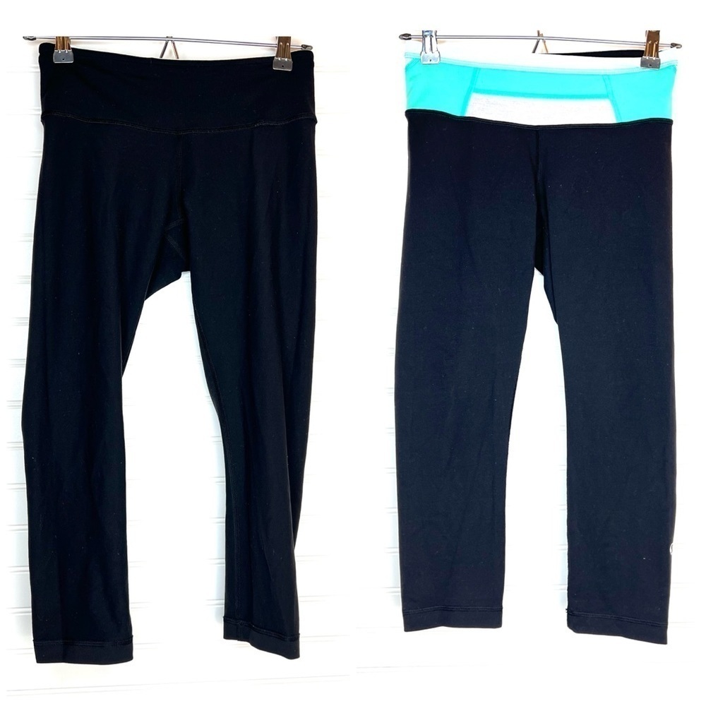 Lululemon Crop Leggings Cropped Womens Size 4 Black Reversible